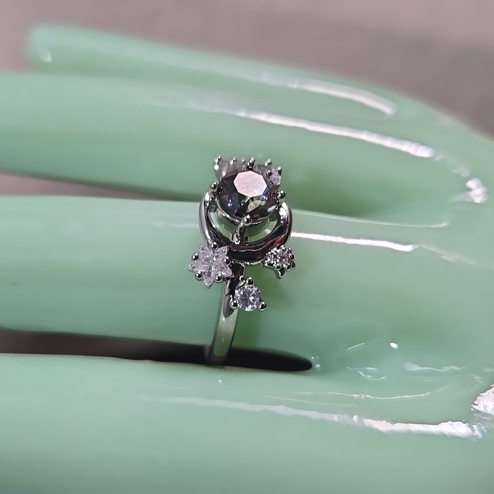 Crystal Vitrail Light Moon And CZ Stars Ring - Picture 6 of 7